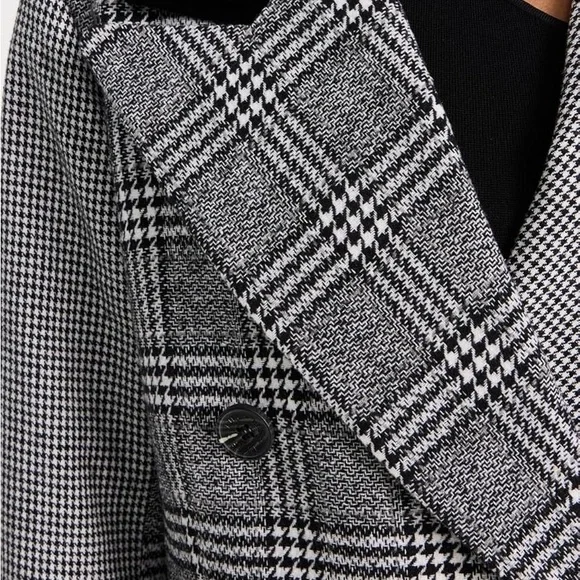 Avec Les Filles Houndstooth Mixed Media Double Breasted Blazer - Picture 9 of 9